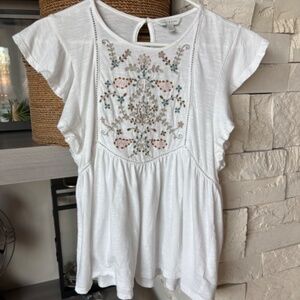 Lucky Brand Embroidered  Blouse